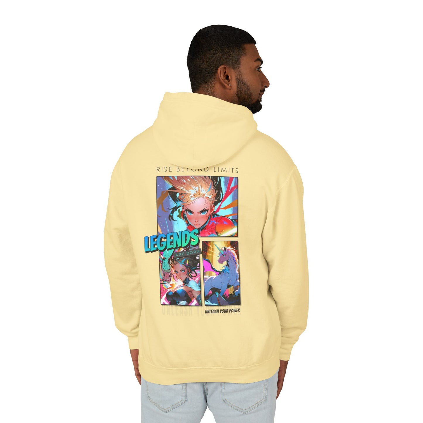 Legends Anime Collage Hoodie — "Rise Beyond Limits" Graphic Sweatshirt