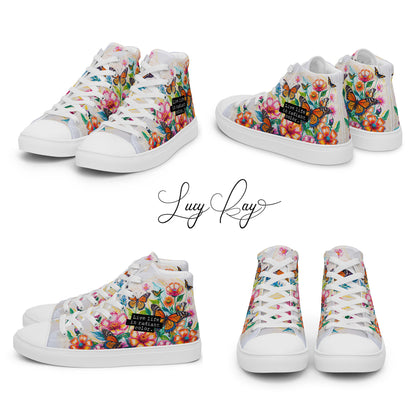 Men's Floral & Butterfly High-Top Canvas Shoes