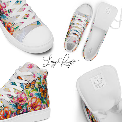 Men's Floral & Butterfly High-Top Canvas Shoes