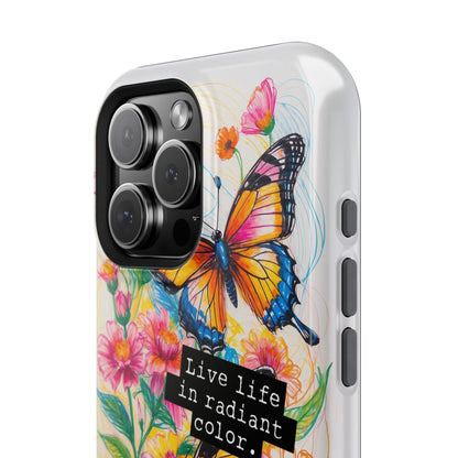 iPhone Cases - Colorful Butterfly and Flower Sketch - Impact-Resistant Cases