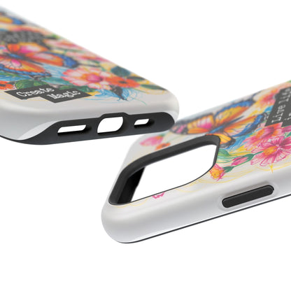 iPhone Cases - Colorful Butterfly and Flower Sketch - Impact-Resistant Cases