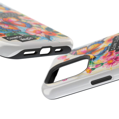 iPhone Cases - Colorful Butterfly and Flower Sketch - Impact-Resistant Cases