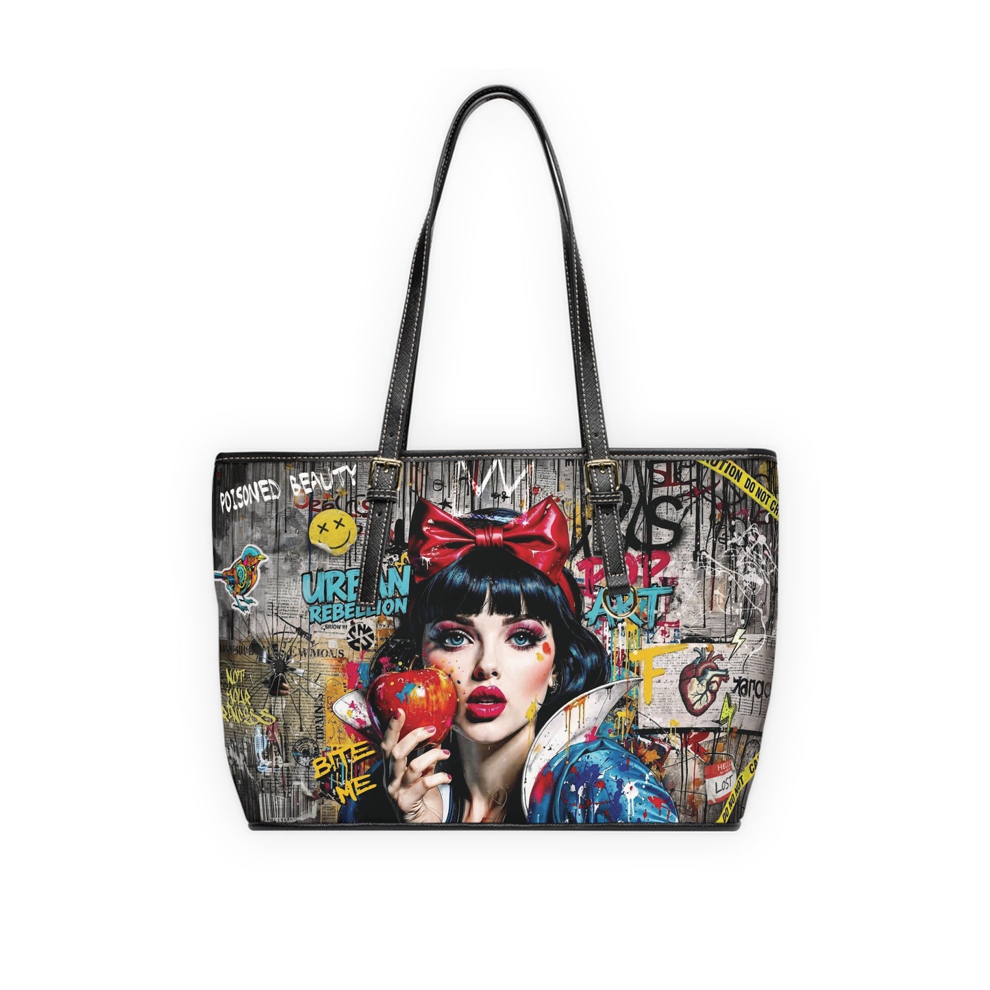 Urban Pop Art PU Shoulder Bag — Graffiti Snow White Illustration