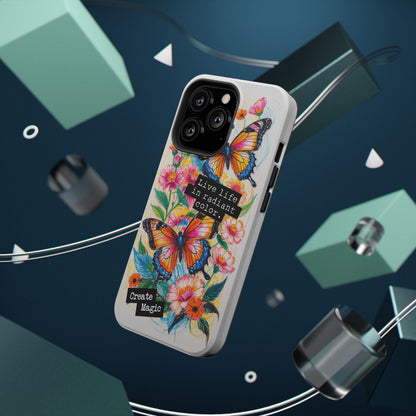iPhone Cases - Colorful Butterfly and Flower Sketch - Impact-Resistant Cases