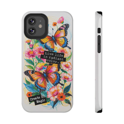 iPhone Cases - Colorful Butterfly and Flower Sketch - Impact-Resistant Cases