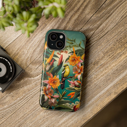 iPhone Case - Floral Bird Phone Case, Impact-Resistant Cover