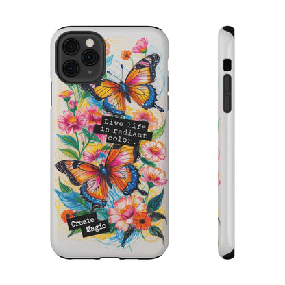 iPhone Cases - Colorful Butterfly and Flower Sketch - Impact-Resistant Cases