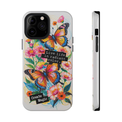 iPhone Cases - Colorful Butterfly and Flower Sketch - Impact-Resistant Cases