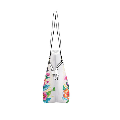 Vibrant Butterfly & Floral Tote Bag - PU Leather Carryall