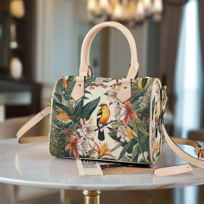 Tropical Bird & Botanical Print Satchel Handbag