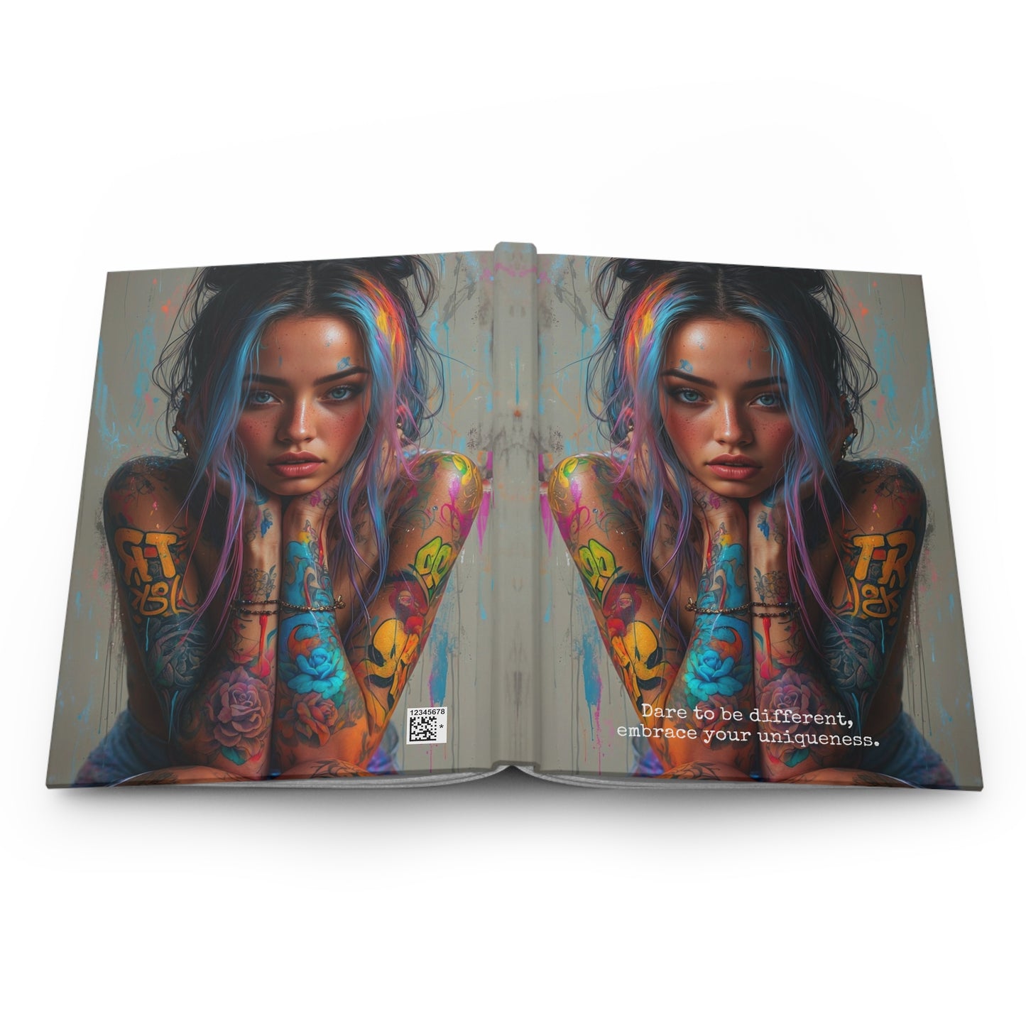 Hardcover Journal Matte - Tattooed Woman Digital Art, A5