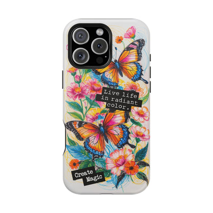 iPhone Cases - Colorful Butterfly and Flower Sketch - Impact-Resistant Cases
