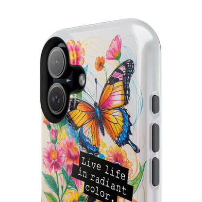 iPhone Cases - Colorful Butterfly and Flower Sketch - Impact-Resistant Cases