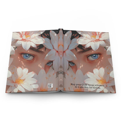 Hardcover Journal Matte - Face Surrounded by White Flowers Art Print, A5