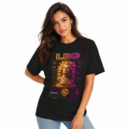 Leo Zodiac Graphic Tee – Neon Astrology Shirt, Leo Birthday Gift