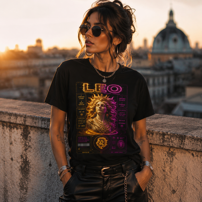 Leo Zodiac Graphic Tee – Neon Astrology Shirt, Leo Birthday Gift