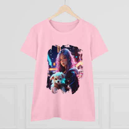 Anime Girl and Puppy Women’s Tee - T-Shirt