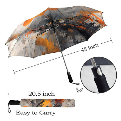 Artistic Asian Landscape Umbrella - Semi-Automatic Foldable - One size - Accessories