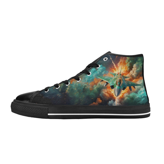 Fighter Jet High-Top Canvas Shoes for Big Kids!