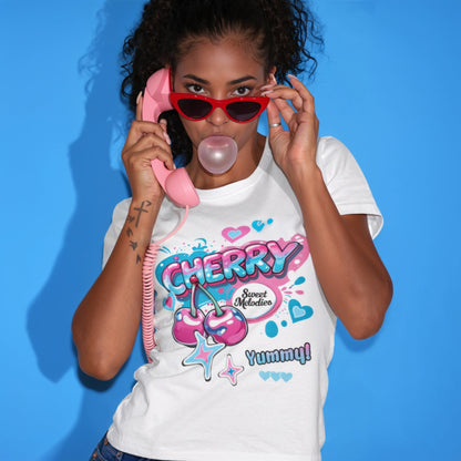 Cherry Cutecore Graphic Tee - Women’s T-Shirt - T-Shirt