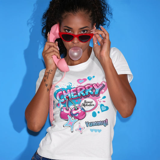 Cherry Cutecore Graphic Tee - Women’s T-Shirt - T-Shirt