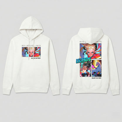Legends Anime Collage Hoodie — "Rise Beyond Limits" Graphic Sweatshirt