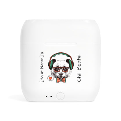 Customizable Wireless Earbuds - Chill Beast Panda Customizable Name - White / One size - Accessories