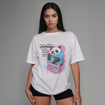 Cute Core Panda Boombox T-Shirt | Kawaii Retro 80s Graphic Tee - T-Shirt
