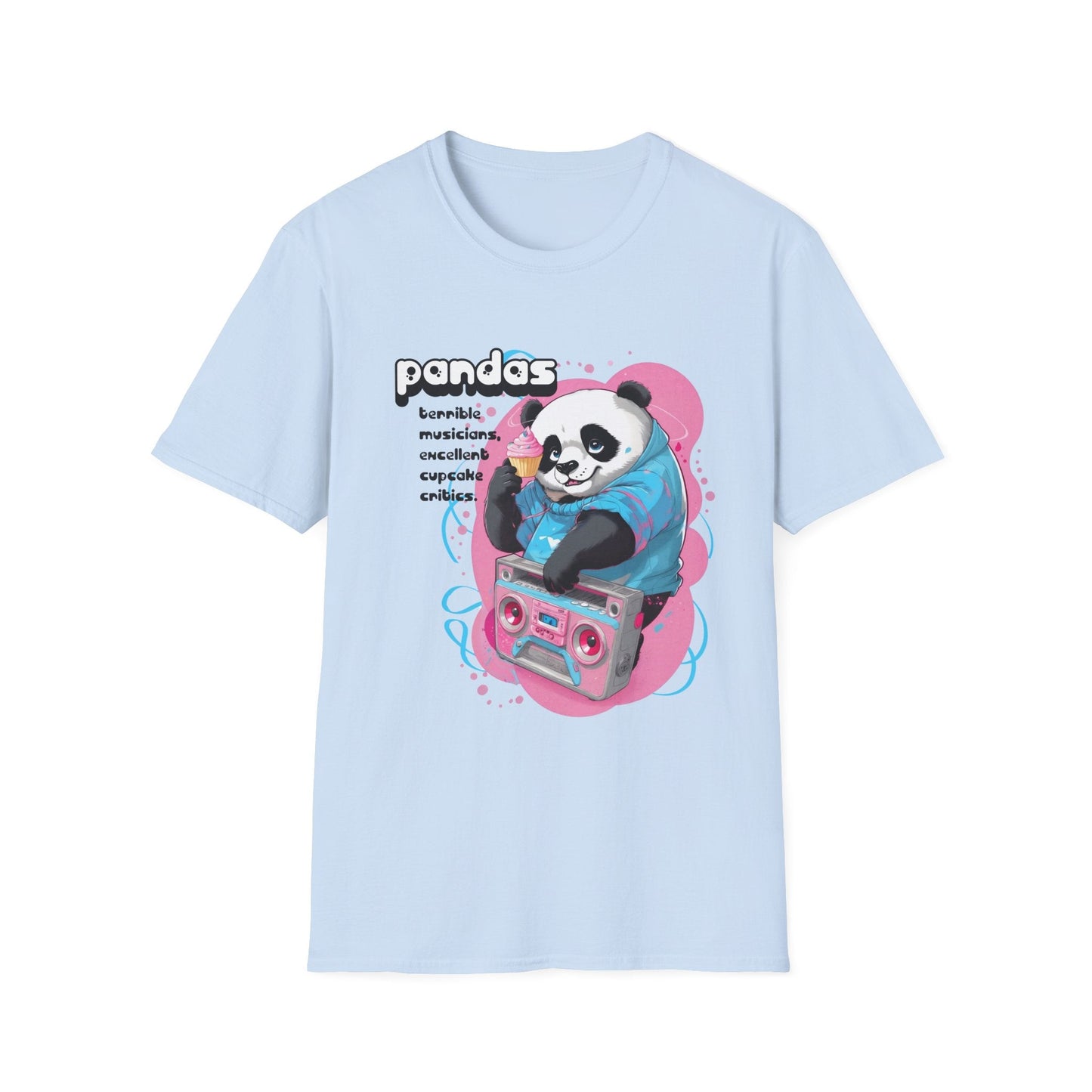 Cute Core Panda Boombox T-Shirt | Kawaii Retro 80s Graphic Tee - S / Light Blue - T-Shirt