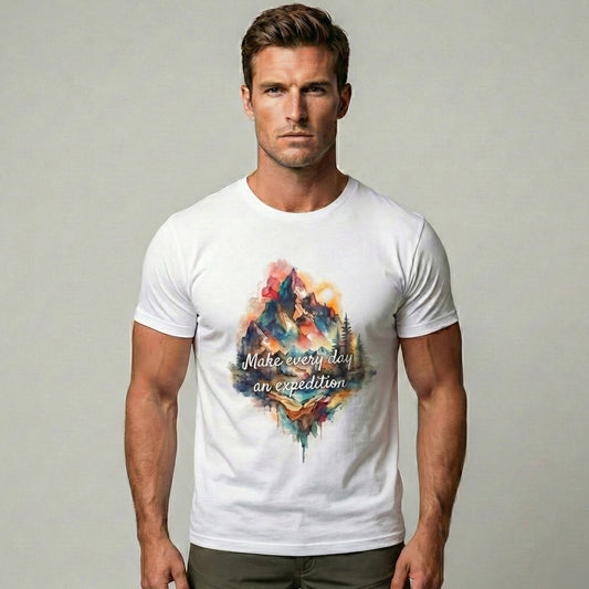 The Expedition Tee – Watercolor Mountain Graphic T-Shirt