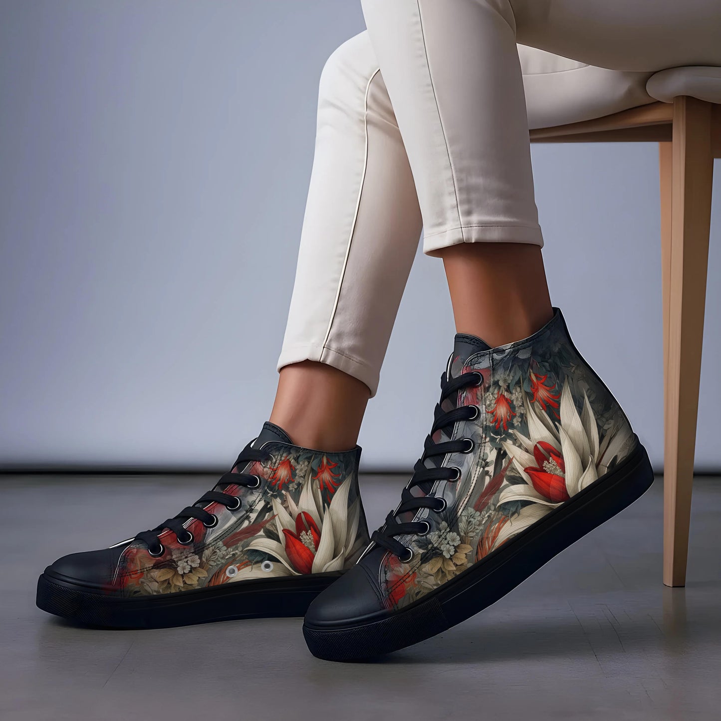 Women’s Floral High-Top Canvas Sneakers