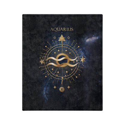 Fleece Blanket - Aquarius Zodiac Celestial Design - 60’’ × 50’’ - Home Decor