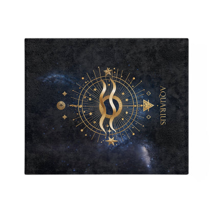 Fleece Blanket - Aquarius Zodiac Celestial Design - Home Decor