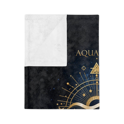 Fleece Blanket - Aquarius Zodiac Celestial Design - Home Decor