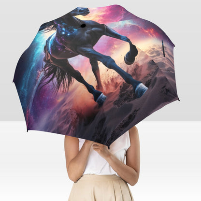 Foldable umbrella - Majestic Black Horse Design - One size - Accessories