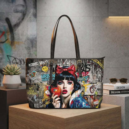 Urban Pop Art PU Shoulder Bag — Graffiti Snow White Illustration