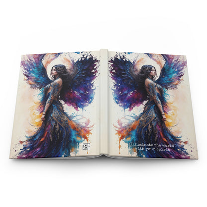 Hardcover Journal Matte - Angel Woman Watercolor Portrait Artistic Notebook A5 - Journal - Paper products