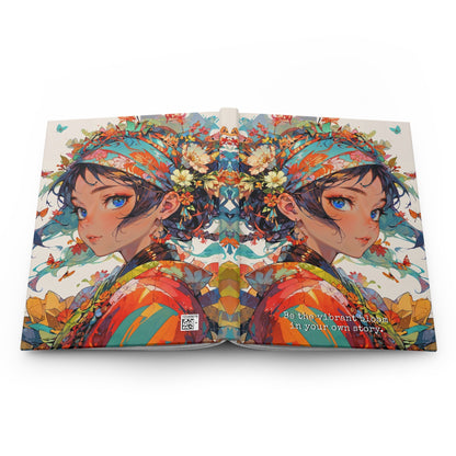 Hardcover Journal Matte - Floral Anime Muse Illustration A5 - Journal - Paper products