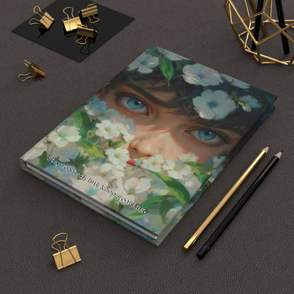 Hardcover Journal Matte - Illustrated Floral Face Art Print A5 - Journal - Paper products
