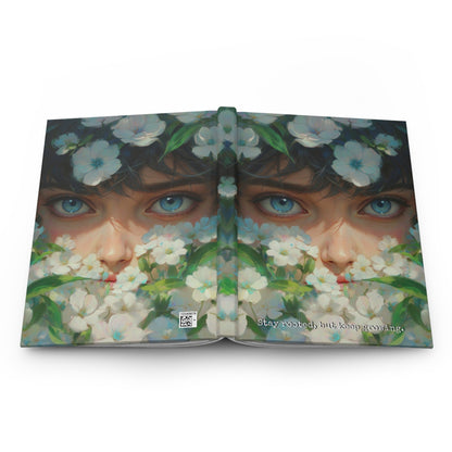 Hardcover Journal Matte - Illustrated Floral Face Art Print A5 - Journal - Paper products