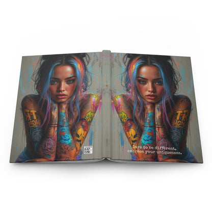 Hardcover Journal Matte - Tattooed Woman Digital Art A5 - Journal - Paper products