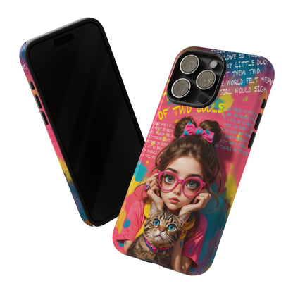 iPhone Cases - Cute Girl and Cat Street Art Style Design - Phone Case