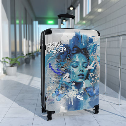 Journey Through Dreams - Ethereal Blue Urban Art Suitcase - Bags