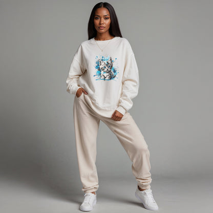 Kitten Watercolor Crewneck Sweatshirt- Cozy Pet Lover Pullover - Sweatshirt