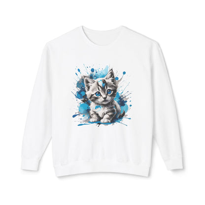 Kitten Watercolor Crewneck Sweatshirt- Cozy Pet Lover Pullover - White / S - Sweatshirt