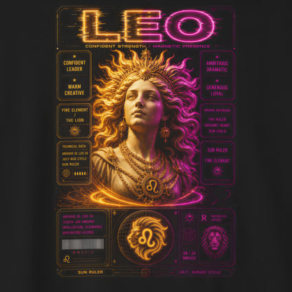 Leo Zodiac Graphic Tee – Neon Astrology Shirt, Leo Birthday Gift