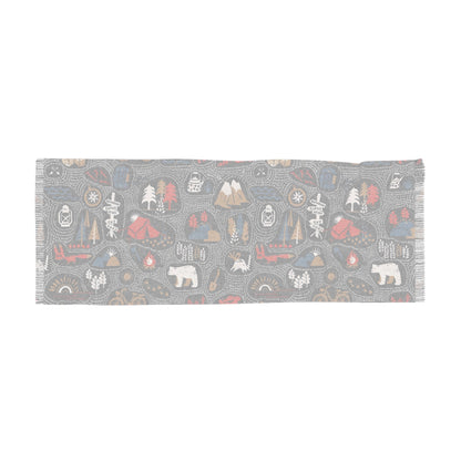 Light Scarf - Camping and Hiking Doodles Seamless Pattern - 27’’ × 73’’ - All Over Prints
