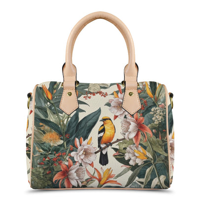 Tropical Bird & Botanical Print Satchel Handbag