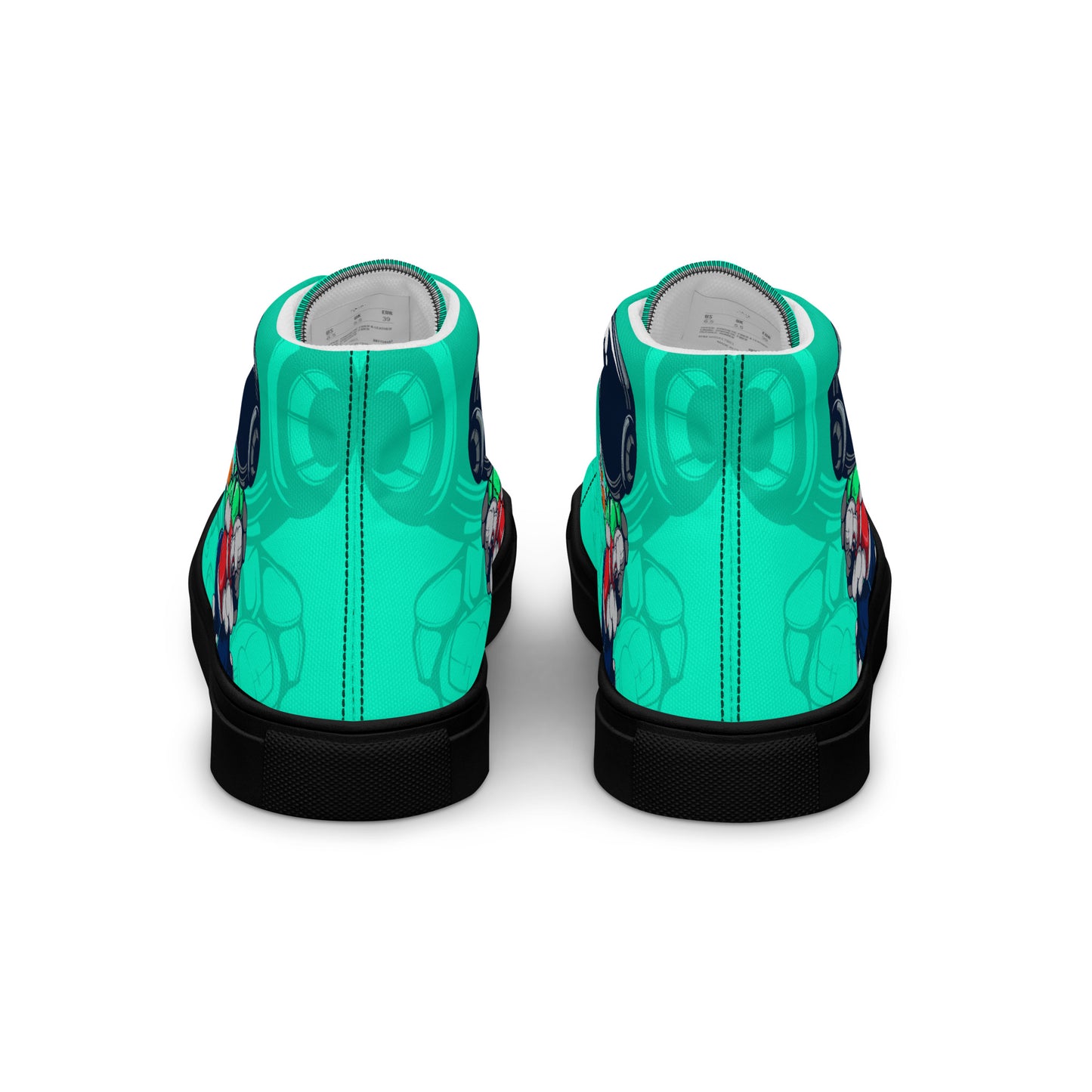 Unisex high top canvas shoes- Green Astronaut