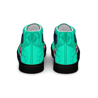 Unisex high top canvas shoes- Green Astronaut